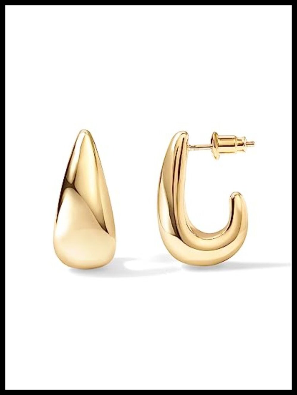 14K Gold Plated Dome Hoop Earrings with 925 Sterling Silver Posts